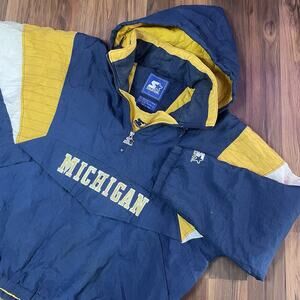 Vintage 90s Y2K Men’s L NCAA Michigan Wolverines Starter Pullover 1/4 Zip Jacket